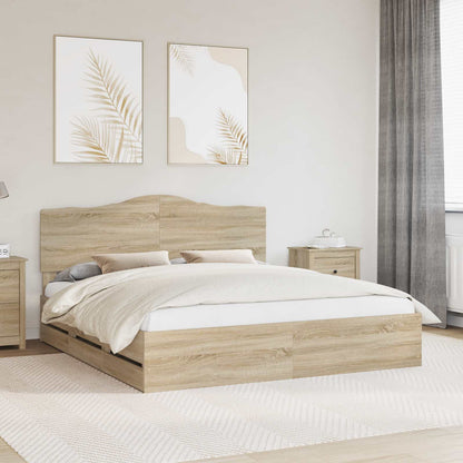 Bed Frame with Drawer Sonoma Oak 200 x 200 cm Engineer Wood