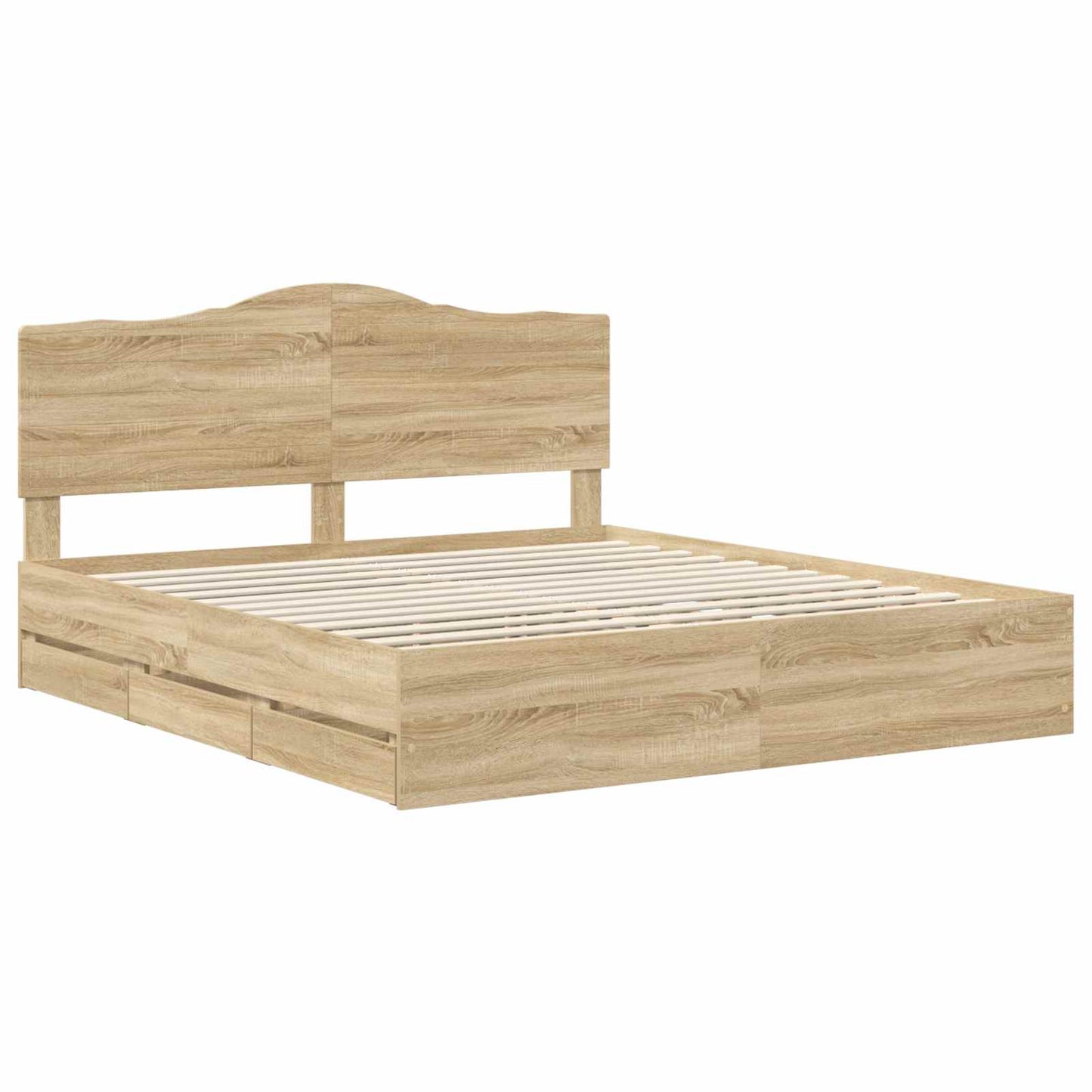 Bed Frame with Drawer Sonoma Oak 200 x 200 cm Engineer Wood