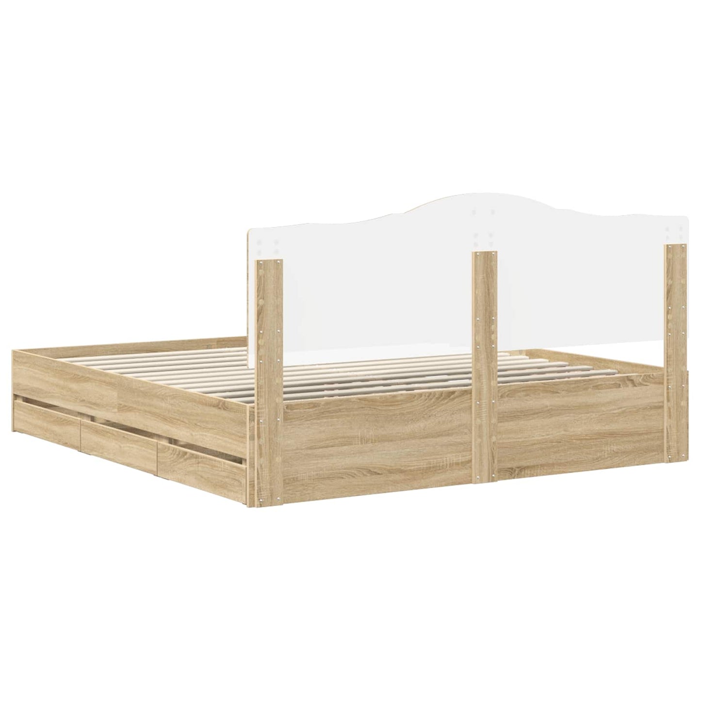 Bed Frame with Drawer Sonoma Oak 200 x 200 cm Engineer Wood