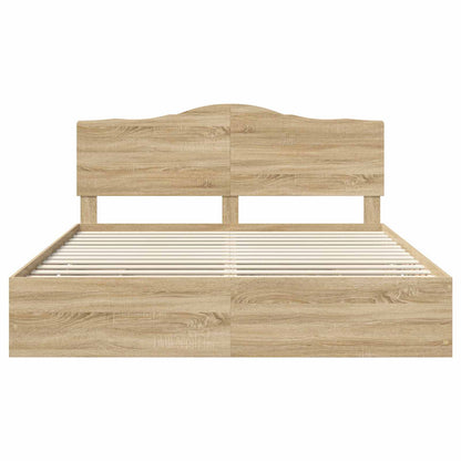 Bed Frame with Drawer Sonoma Oak 200 x 200 cm Engineer Wood