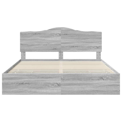 Bed Frame with Drawer Grey Sonoma 200 x 200 cm Engineer Wood