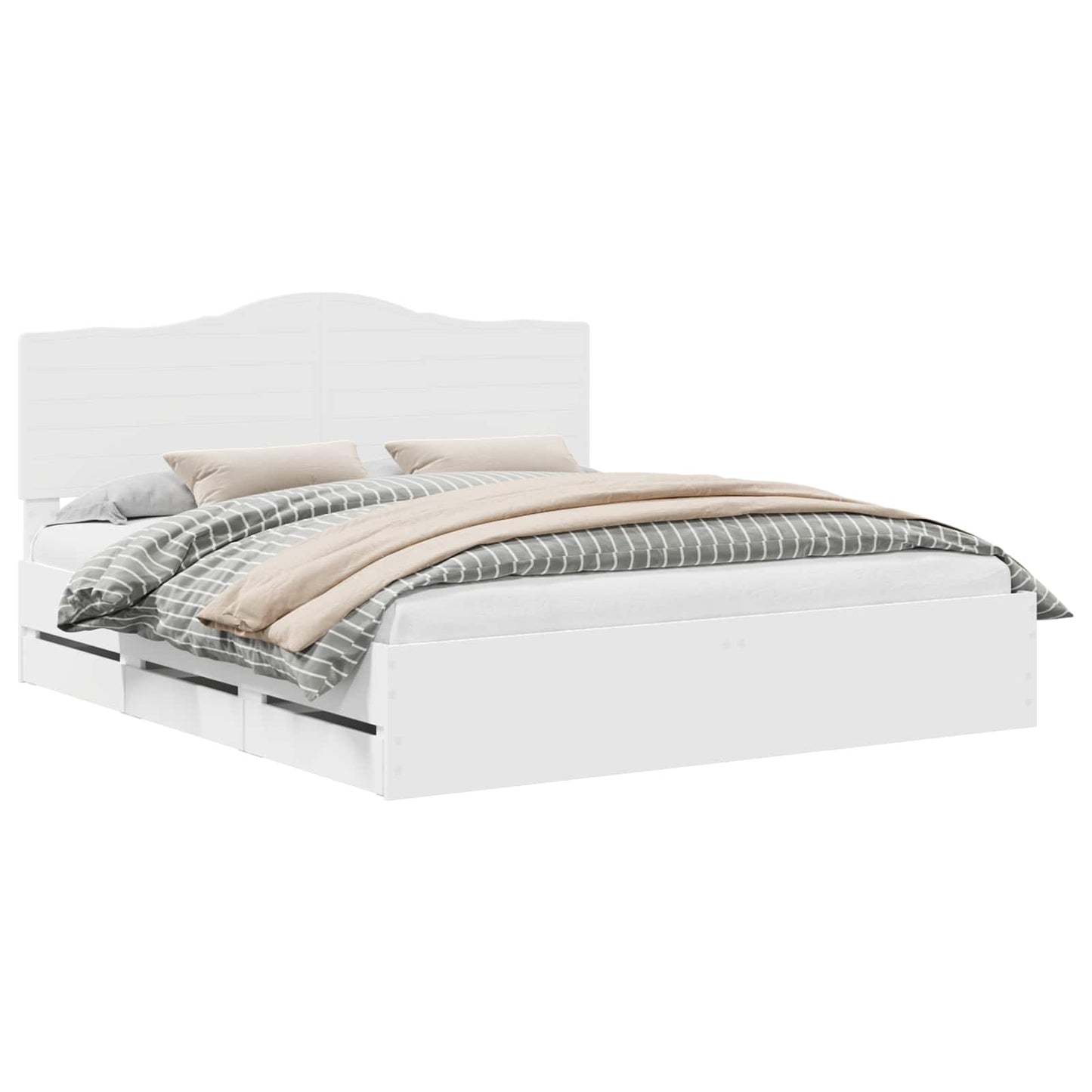 Bed Frame with Drawer White 180 x 200 cm Engineer Wood