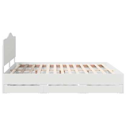 Bed Frame with Drawer White 180 x 200 cm Engineer Wood