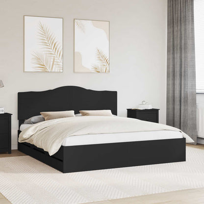Bed Frame with Drawer Black 180 x 200 cm Engineer Wood