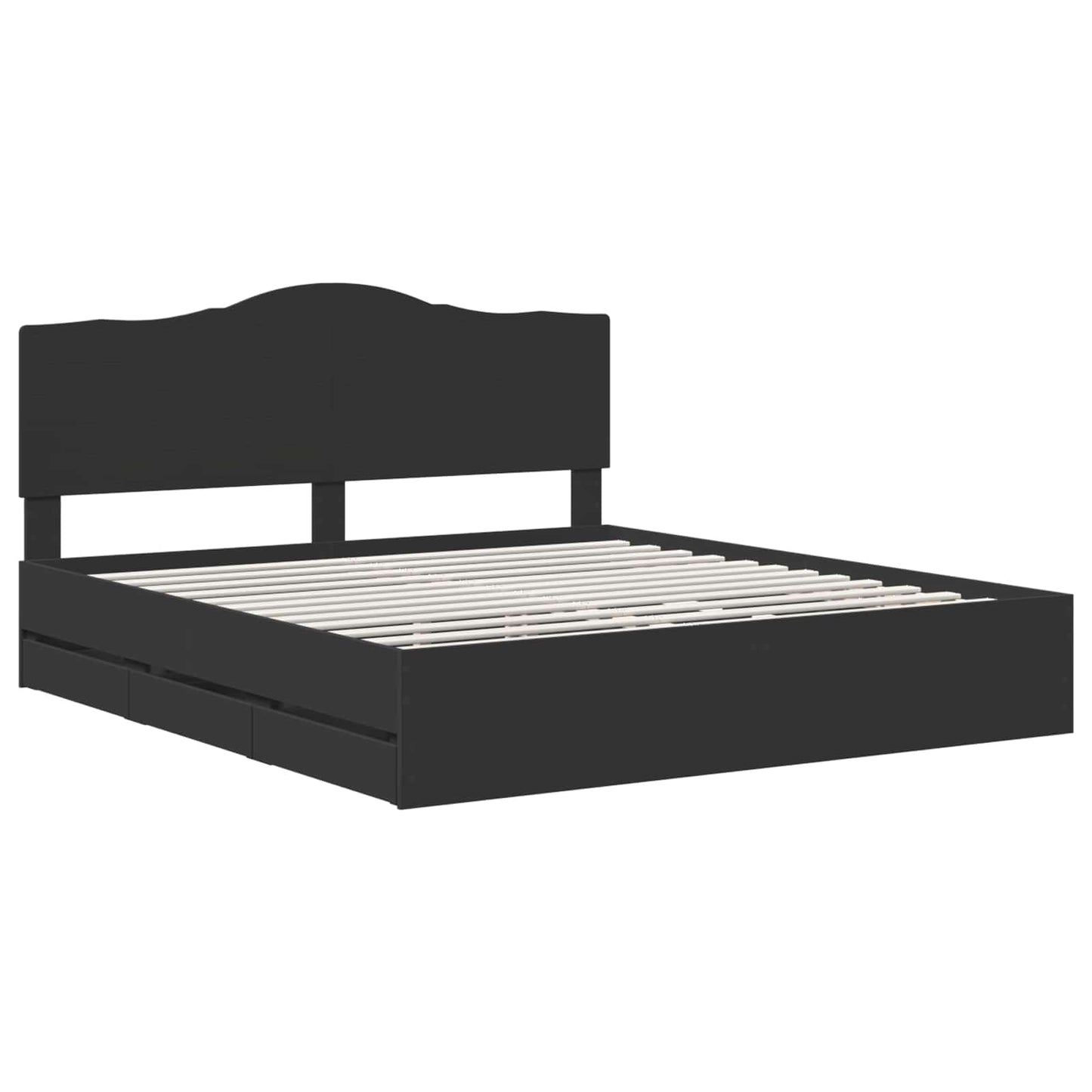 Bed Frame with Drawer Black 180 x 200 cm Engineer Wood
