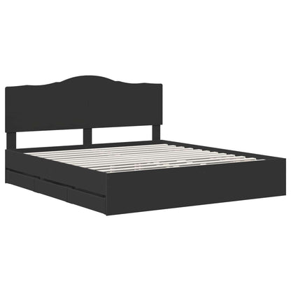 Bed Frame with Drawer Black 180 x 200 cm Engineer Wood