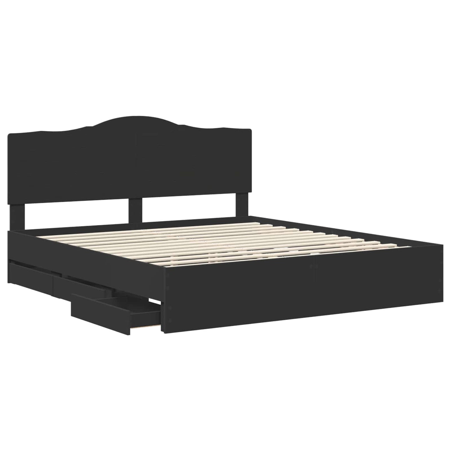 Bed Frame with Drawer Black 180 x 200 cm Engineer Wood