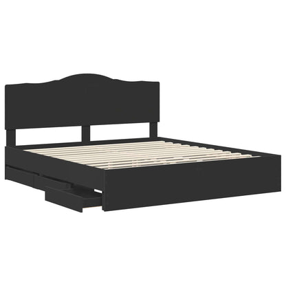 Bed Frame with Drawer Black 180 x 200 cm Engineer Wood