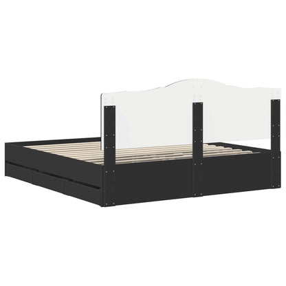 Bed Frame with Drawer Black 180 x 200 cm Engineer Wood