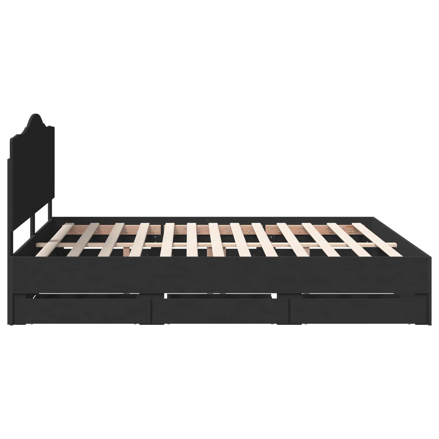 Bed Frame with Drawer Black 180 x 200 cm Engineer Wood