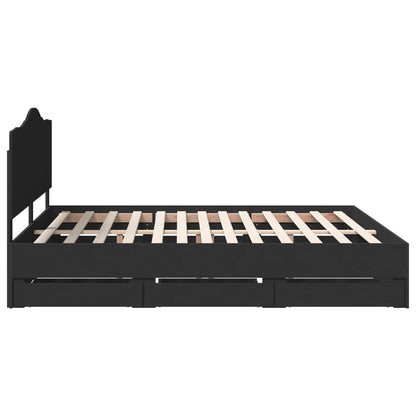 Bed Frame with Drawer Black 180 x 200 cm Engineer Wood