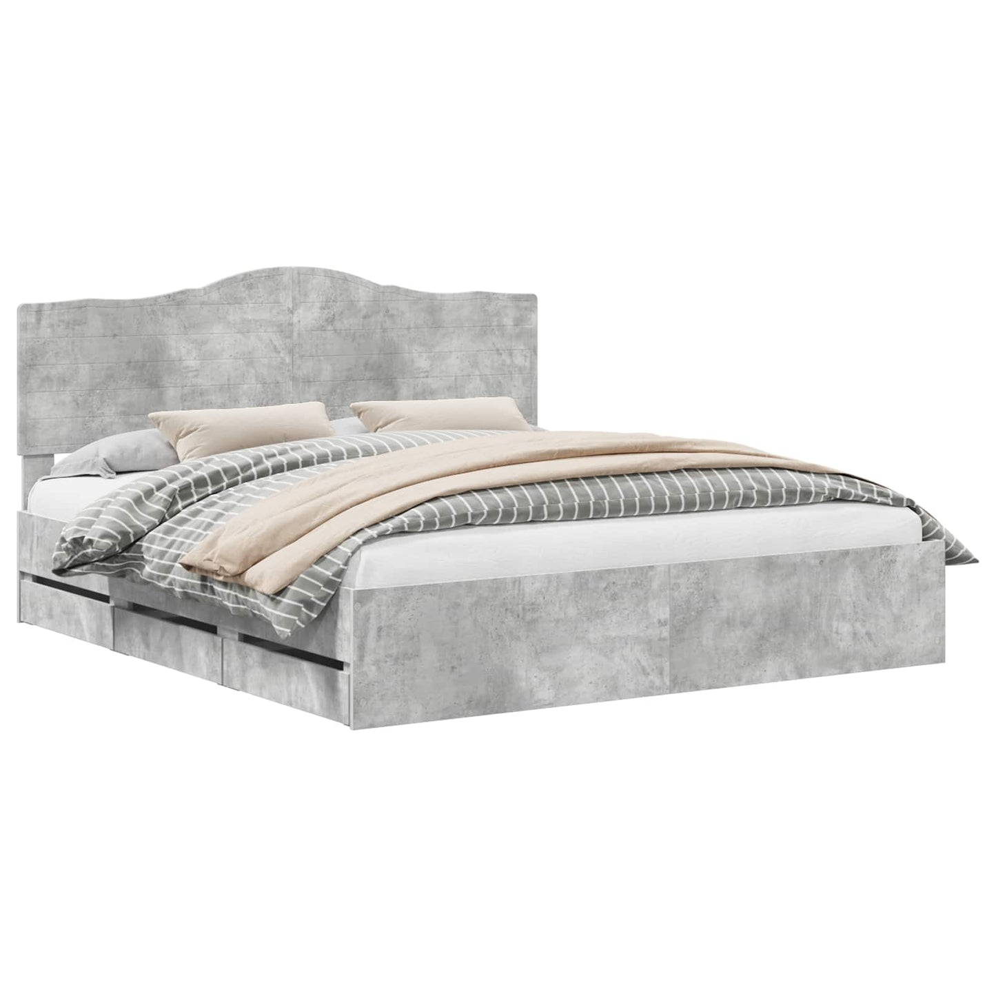 Bed Frame with Drawer Concrete Grey 180 x 200 cm Engineer Wood