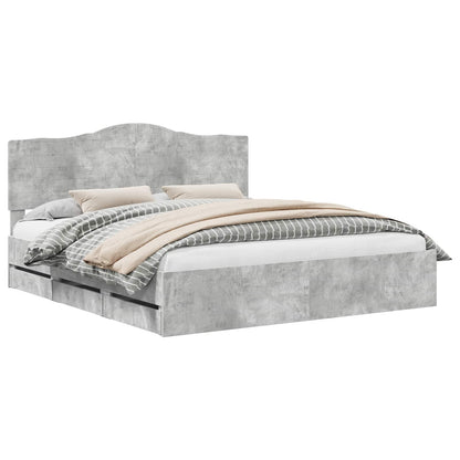 Bed Frame with Drawer Concrete Grey 180 x 200 cm Engineer Wood