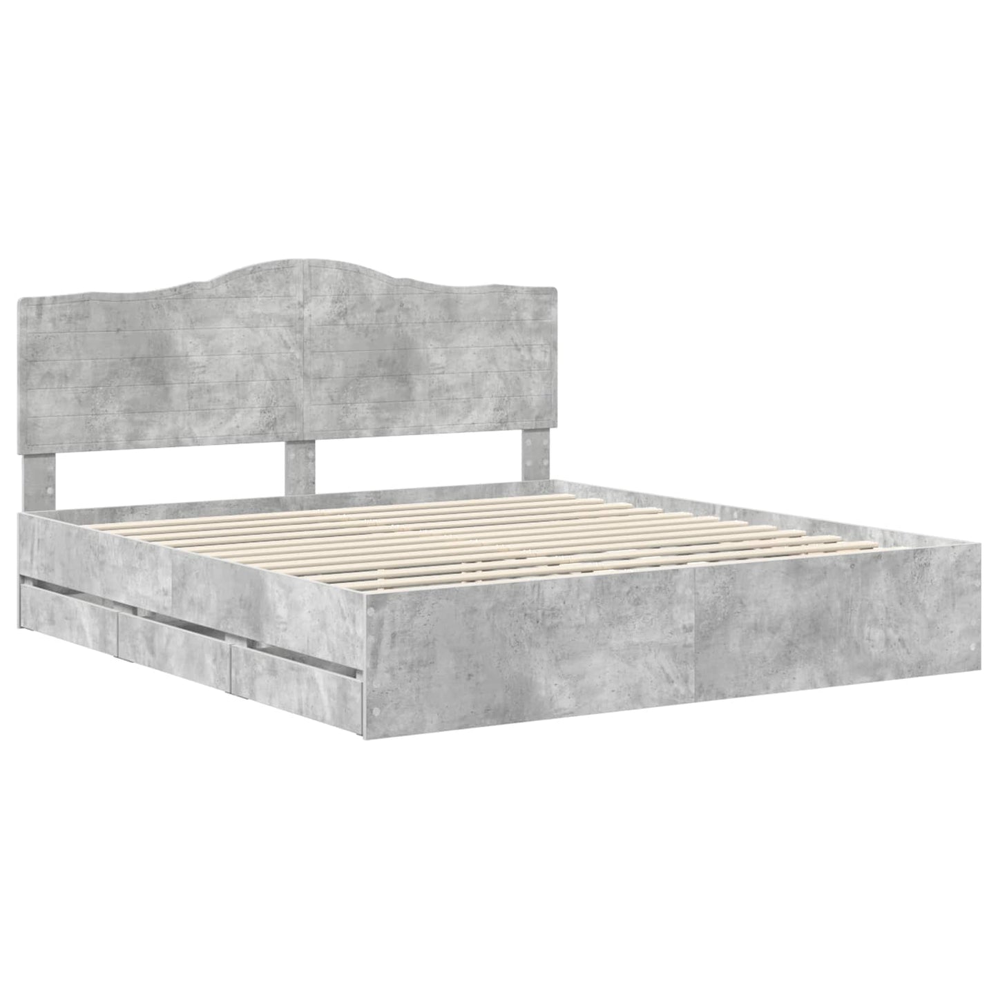 Bed Frame with Drawer Concrete Grey 180 x 200 cm Engineer Wood