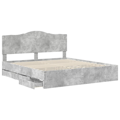 Bed Frame with Drawer Concrete Grey 180 x 200 cm Engineer Wood