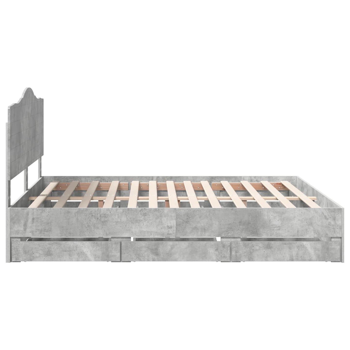 Bed Frame with Drawer Concrete Grey 180 x 200 cm Engineer Wood