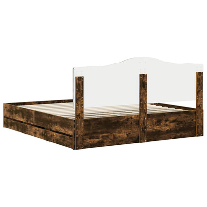 Bed Frame with Drawer Smoked Oak 180 x 200 cm Engineer Wood