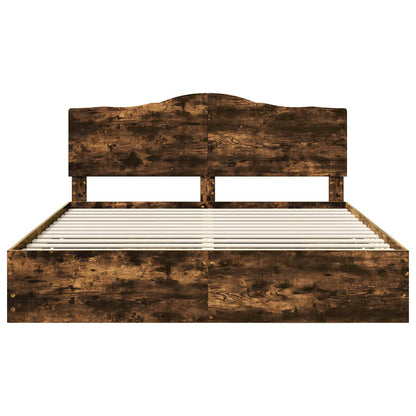 Bed Frame with Drawer Smoked Oak 180 x 200 cm Engineer Wood