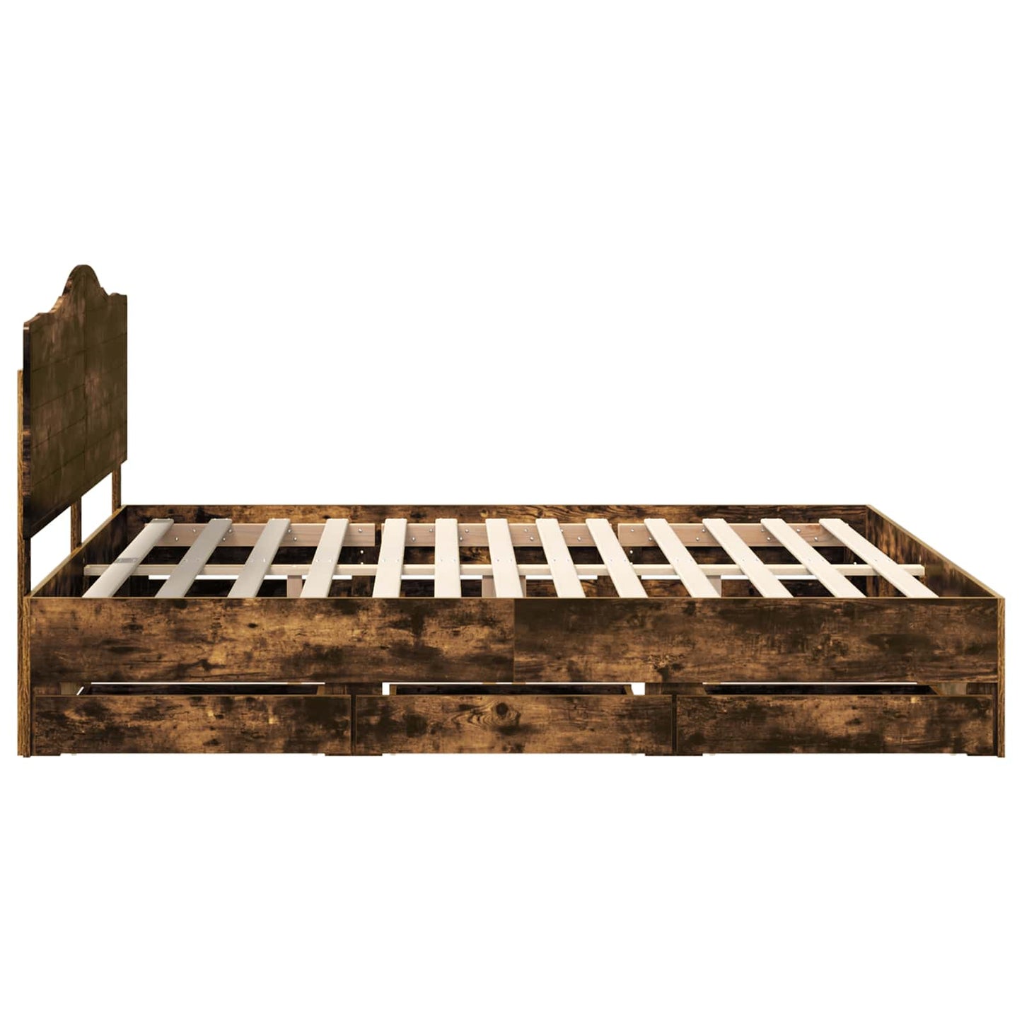 Bed Frame with Drawer Smoked Oak 180 x 200 cm Engineer Wood