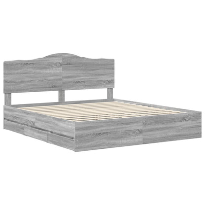 Bed Frame with Drawer Grey Sonoma 180 x 200 cm Engineer Wood