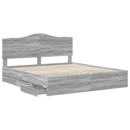 Bed Frame with Drawer Grey Sonoma 180 x 200 cm Engineer Wood