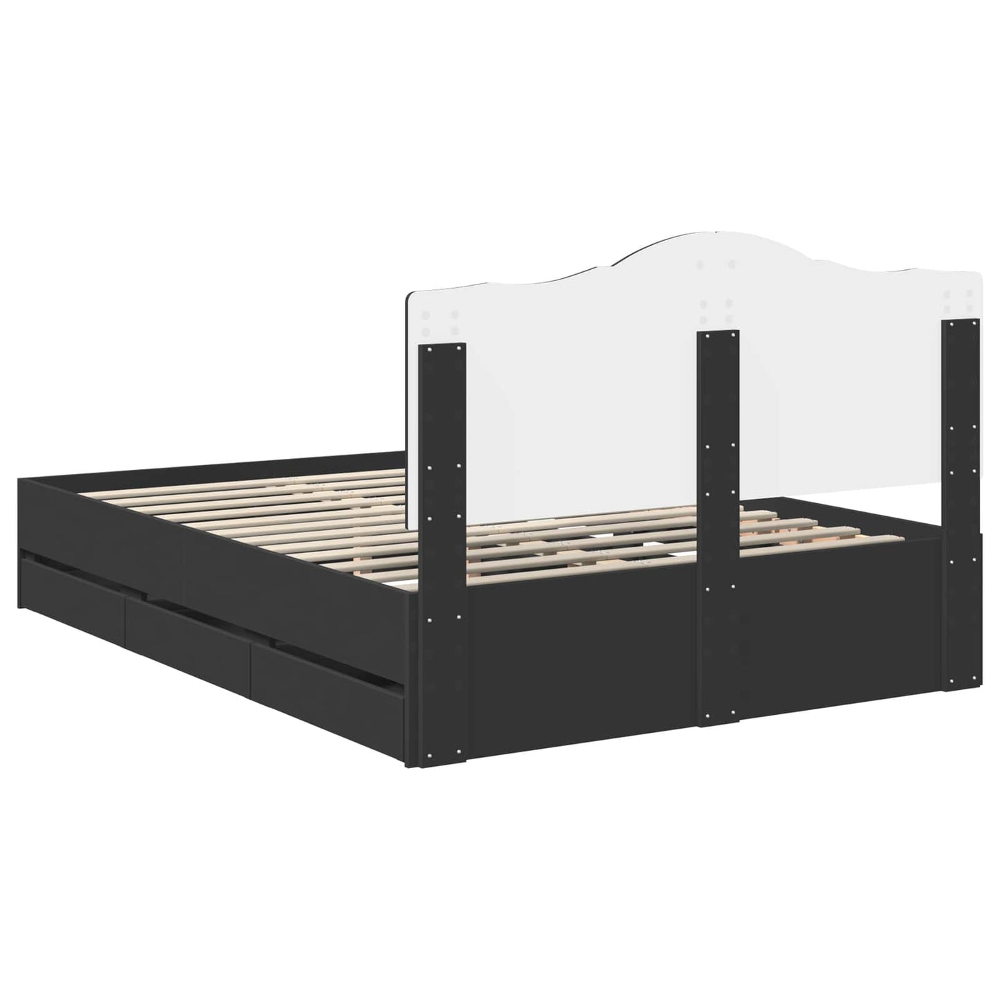 Bed Frame with Drawer Black 160 x 200 cm Engineer Wood