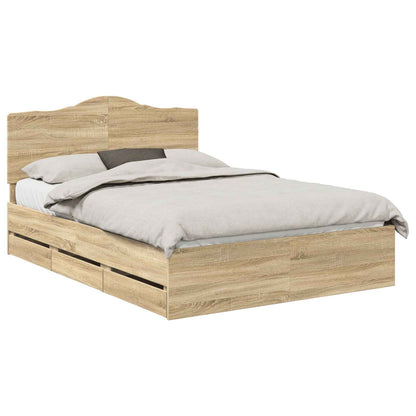 Bed Frame with Drawer Sonoma Oak 160 x 200 cm Engineer Wood