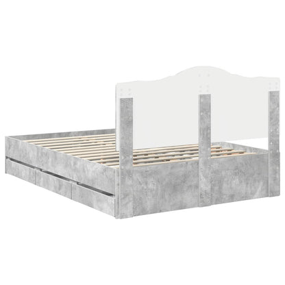 Bed Frame with Drawer Concrete Grey 160 x 200 cm Engineer Wood