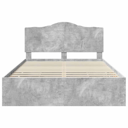 Bed Frame with Drawer Concrete Grey 160 x 200 cm Engineer Wood