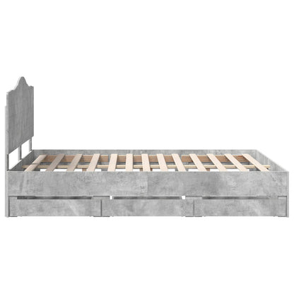 Bed Frame with Drawer Concrete Grey 160 x 200 cm Engineer Wood