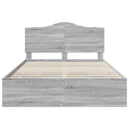 Bed Frame with Drawer Grey Sonoma 160 x 200 cm Engineer Wood