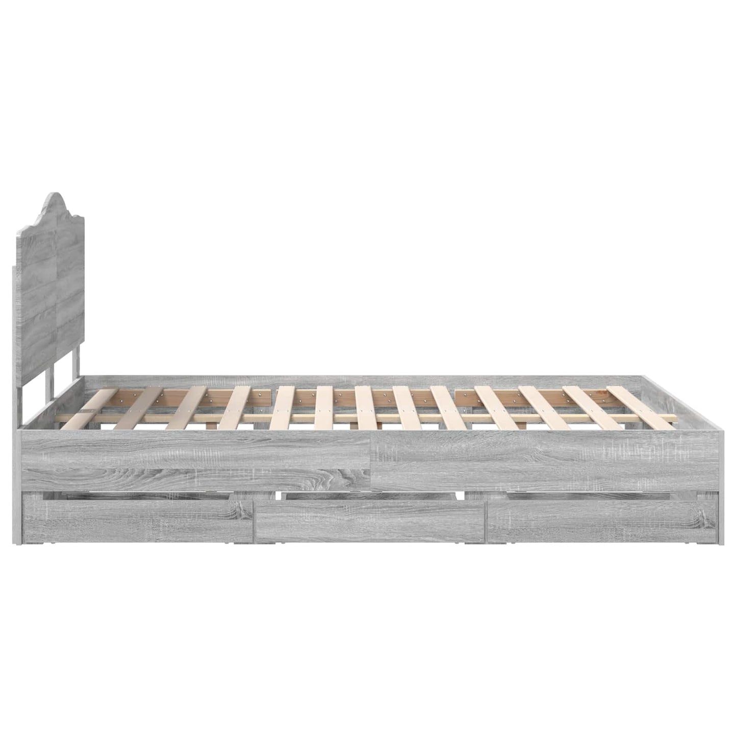 Bed Frame with Drawer Grey Sonoma 160 x 200 cm Engineer Wood