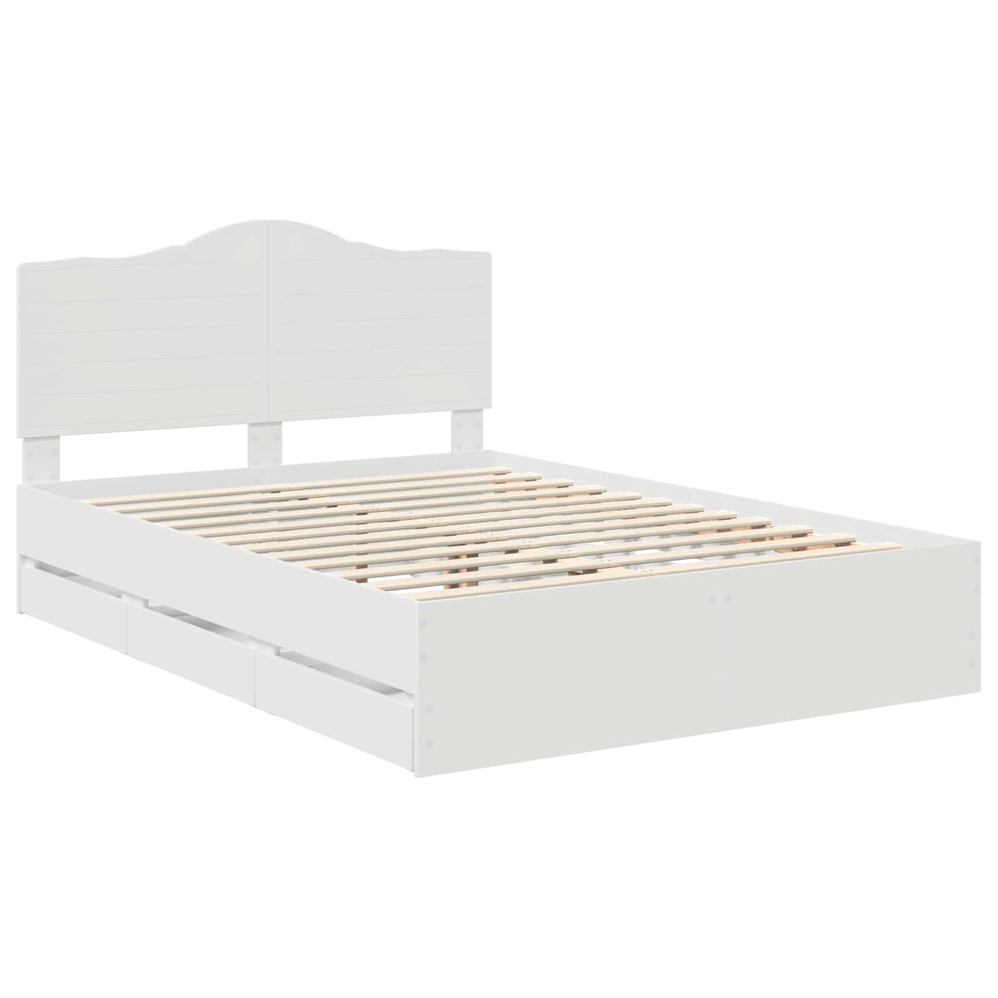 Bed Frame with Drawer White 150 x 200 cm Engineer Wood