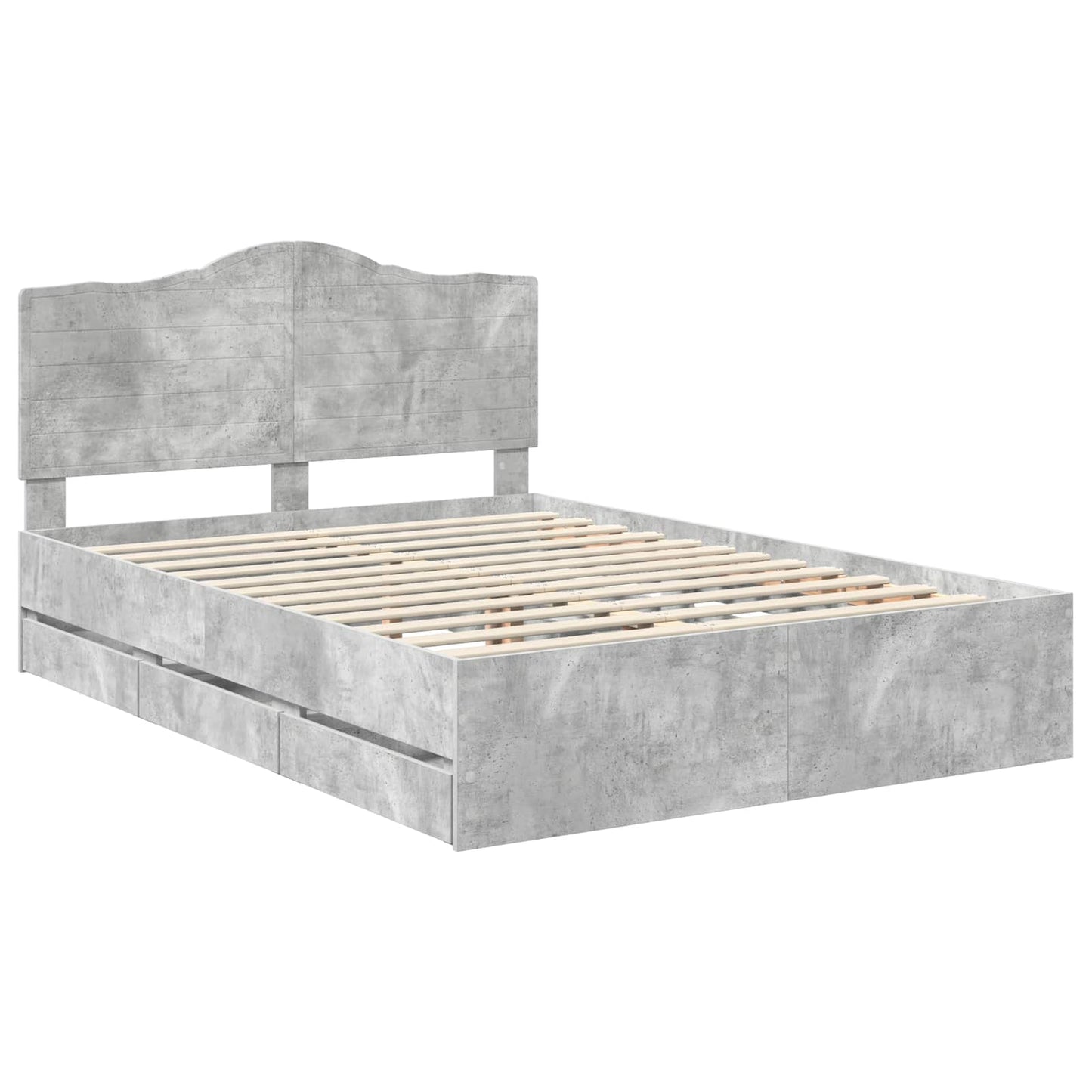 Bed Frame with Drawer Concrete Grey 150 x 200 cm Engineer Wood