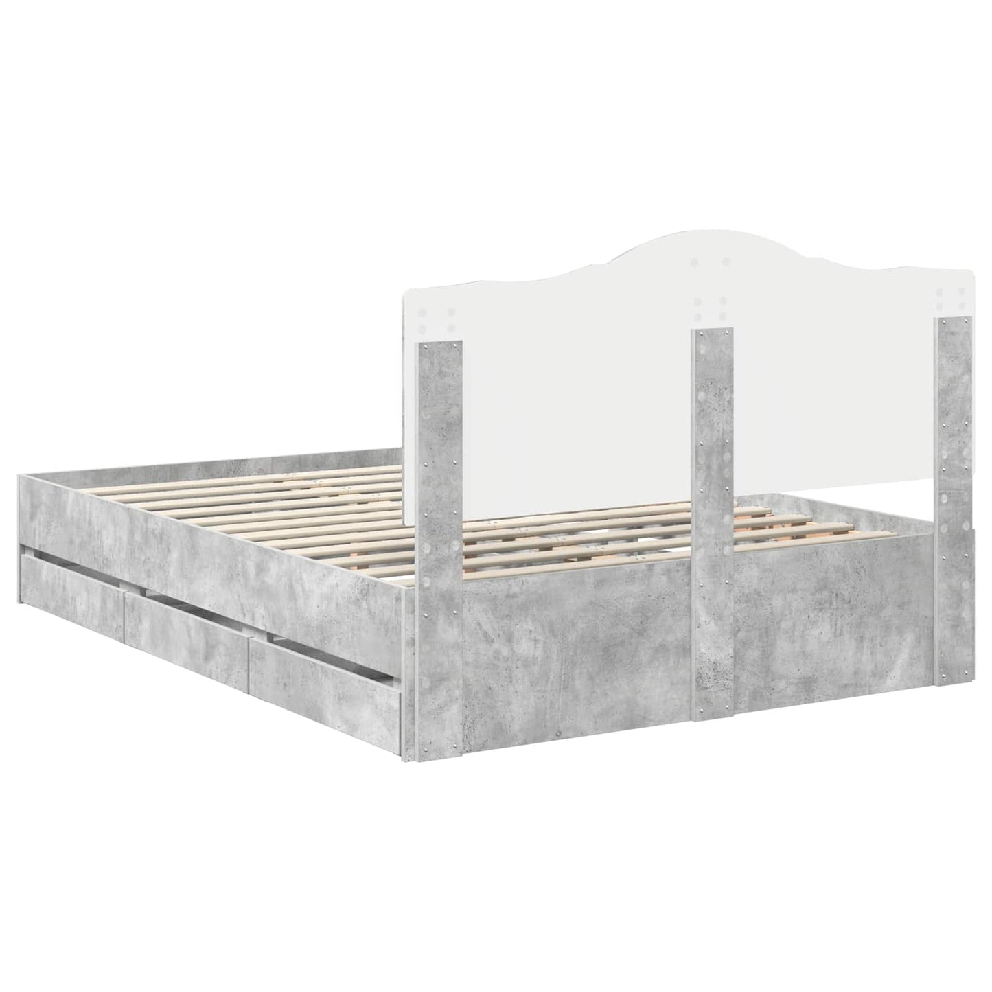 Bed Frame with Drawer Concrete Grey 150 x 200 cm Engineer Wood