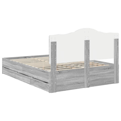 Bed Frame with Drawer Grey Sonoma 150 x 200 cm Engineer Wood