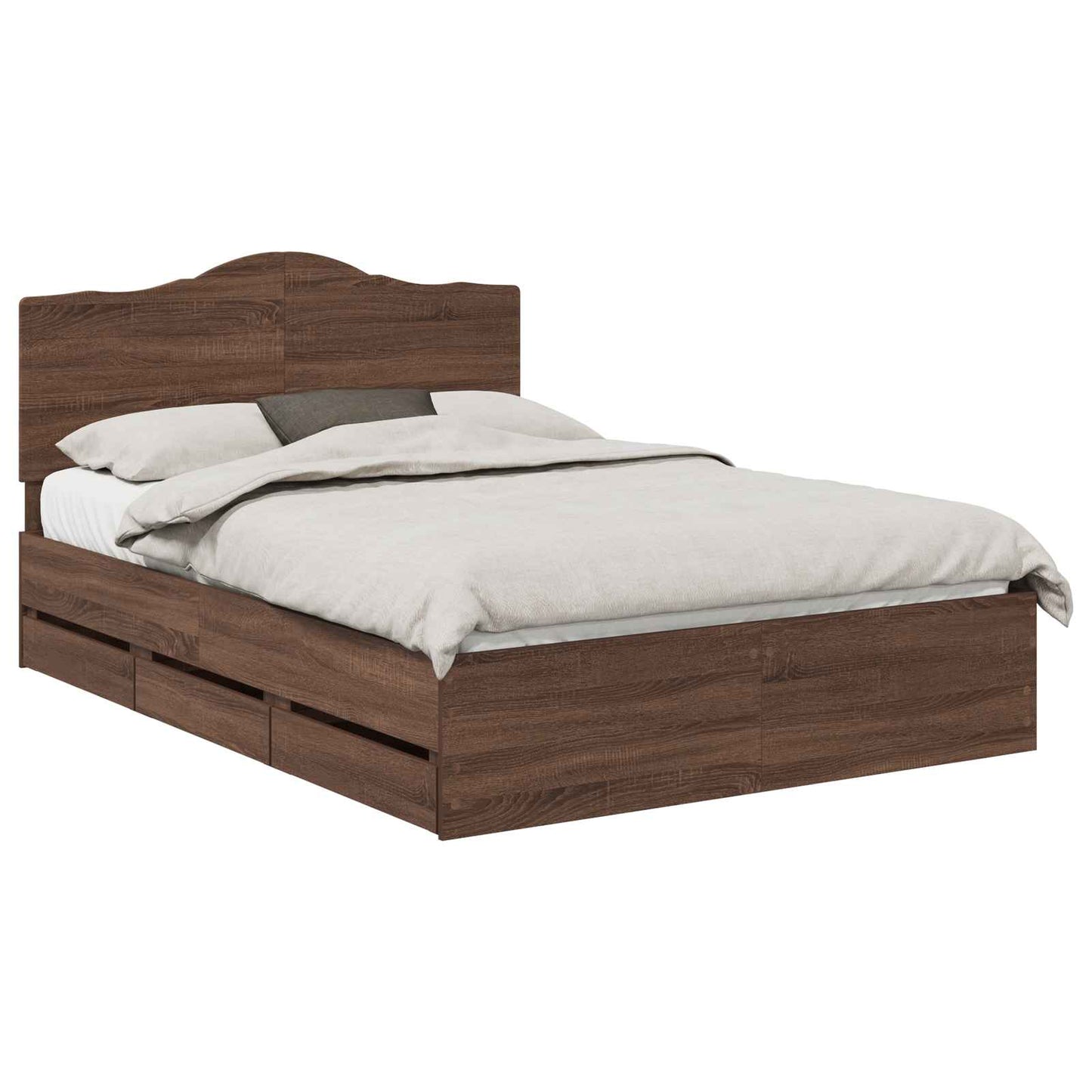 Bed Frame with Drawer Brown Oak 150 x 200 cm Engineer Wood