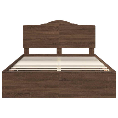 Bed Frame with Drawer Brown Oak 150 x 200 cm Engineer Wood