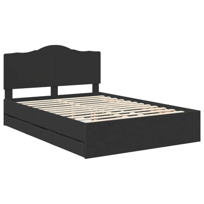 Bed Frame with Drawer Black 140 x 200 cm Engineer Wood