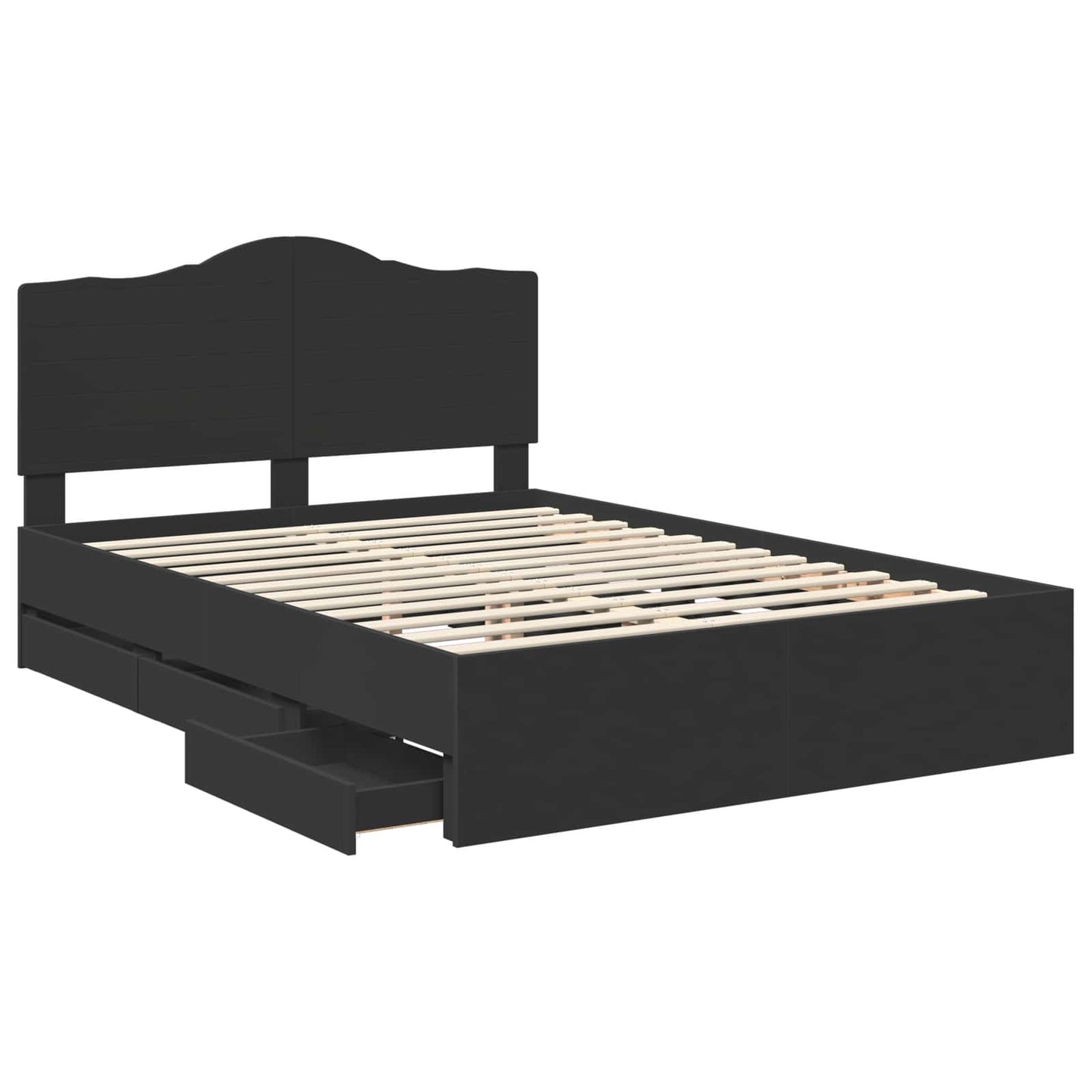 Bed Frame with Drawer Black 140 x 200 cm Engineer Wood
