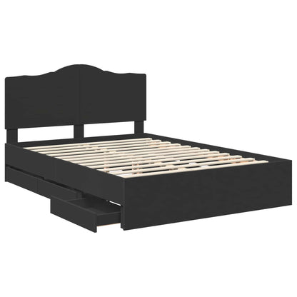 Bed Frame with Drawer Black 140 x 200 cm Engineer Wood