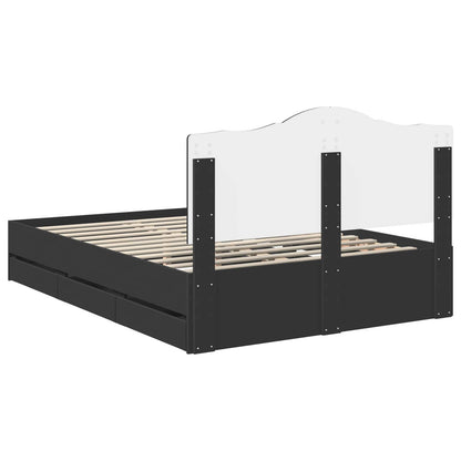 Bed Frame with Drawer Black 140 x 200 cm Engineer Wood