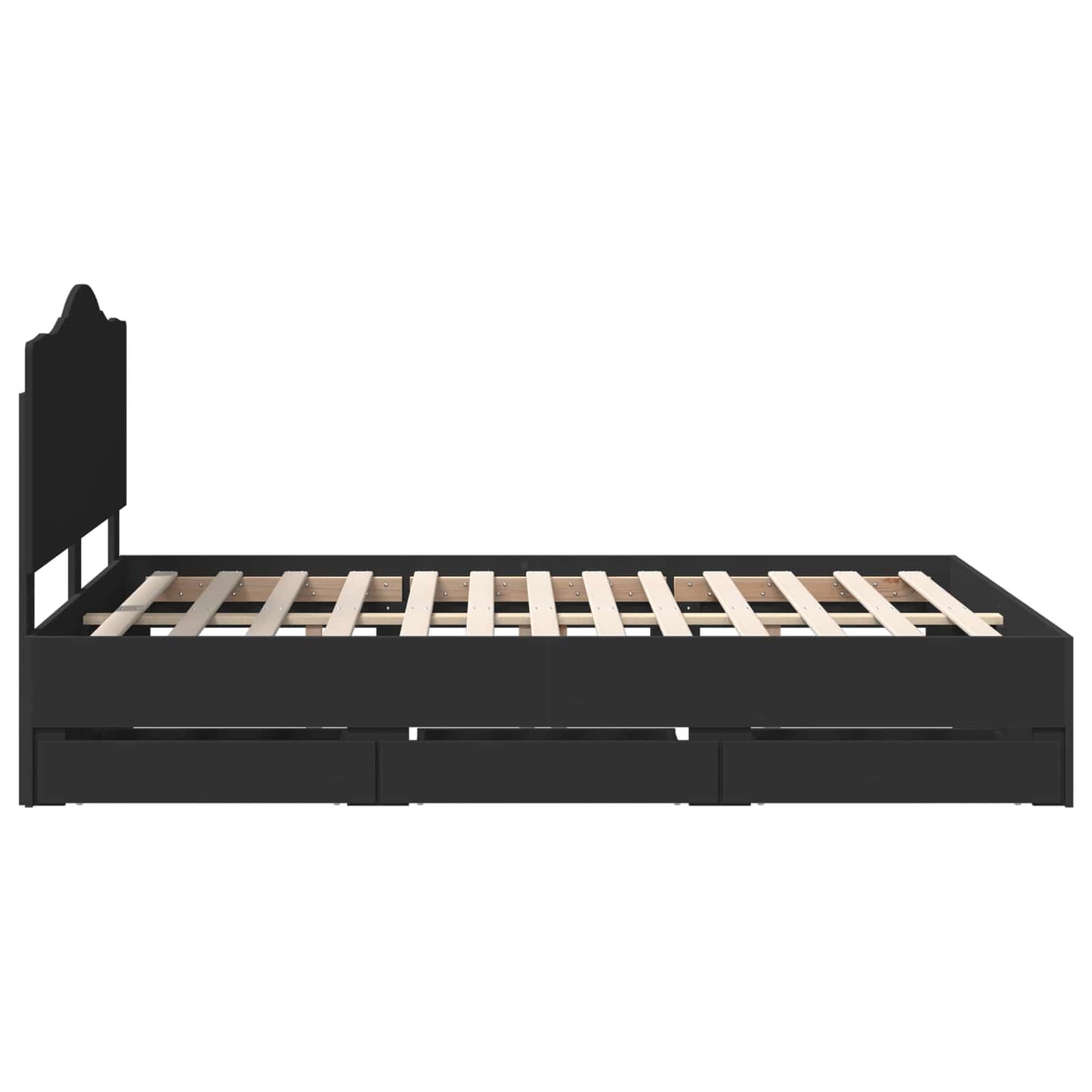 Bed Frame with Drawer Black 140 x 200 cm Engineer Wood