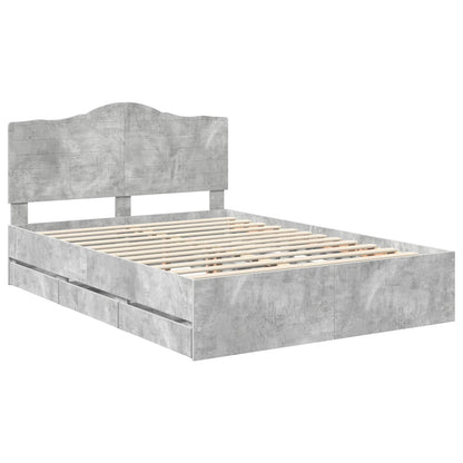 Bed Frame with Drawer Concrete Grey 140 x 200 cm Engineer Wood