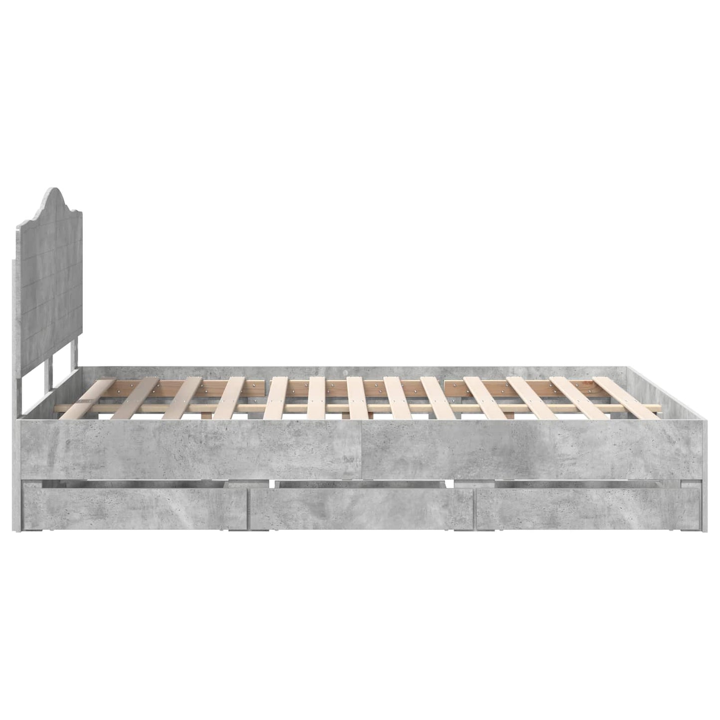 Bed Frame with Drawer Concrete Grey 140 x 200 cm Engineer Wood