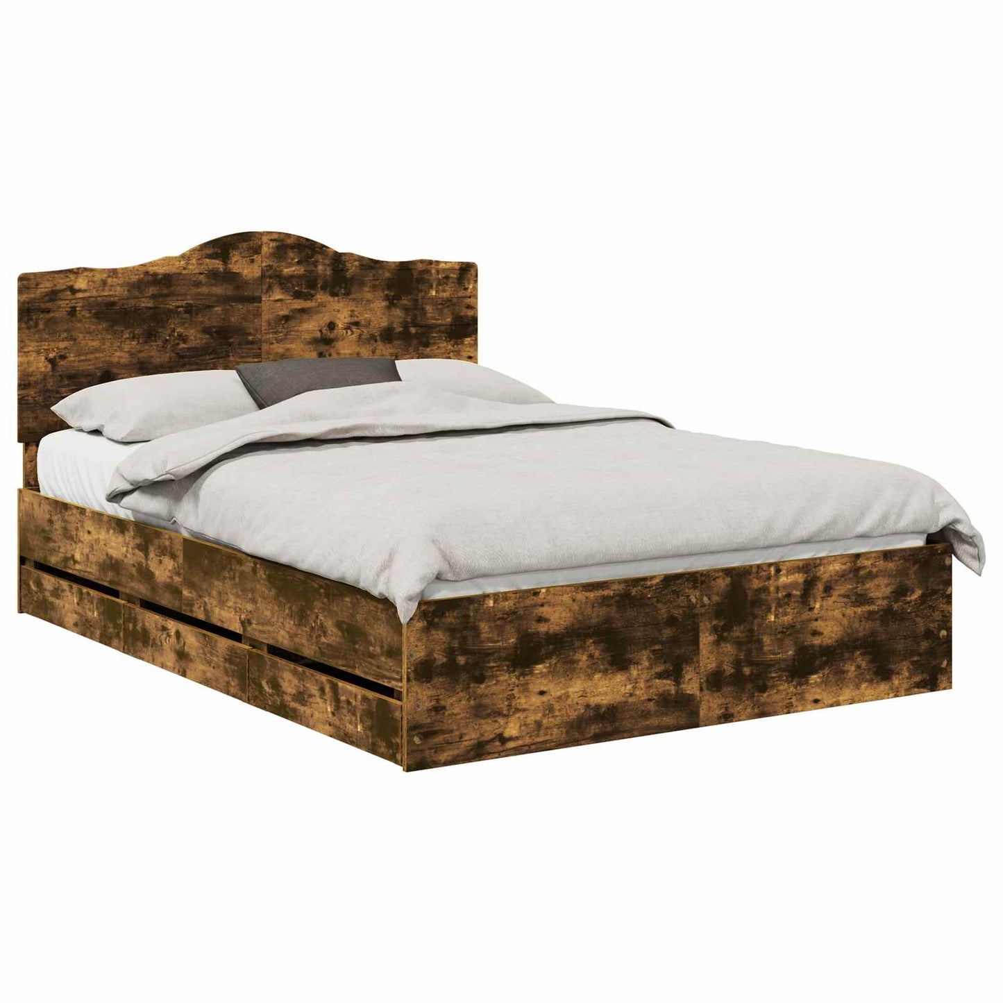 Bed Frame with Drawer Smoked Oak 140 x 200 cm Engineer Wood