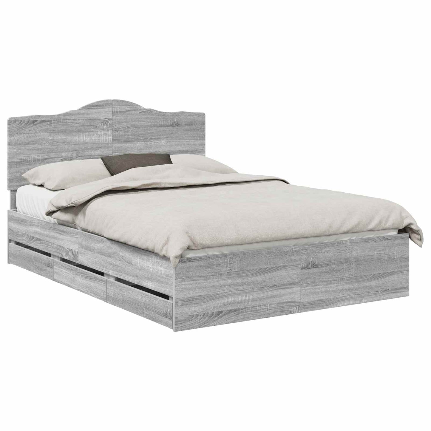 Bed Frame with Drawer Grey Sonoma 140 x 200 cm Engineer Wood