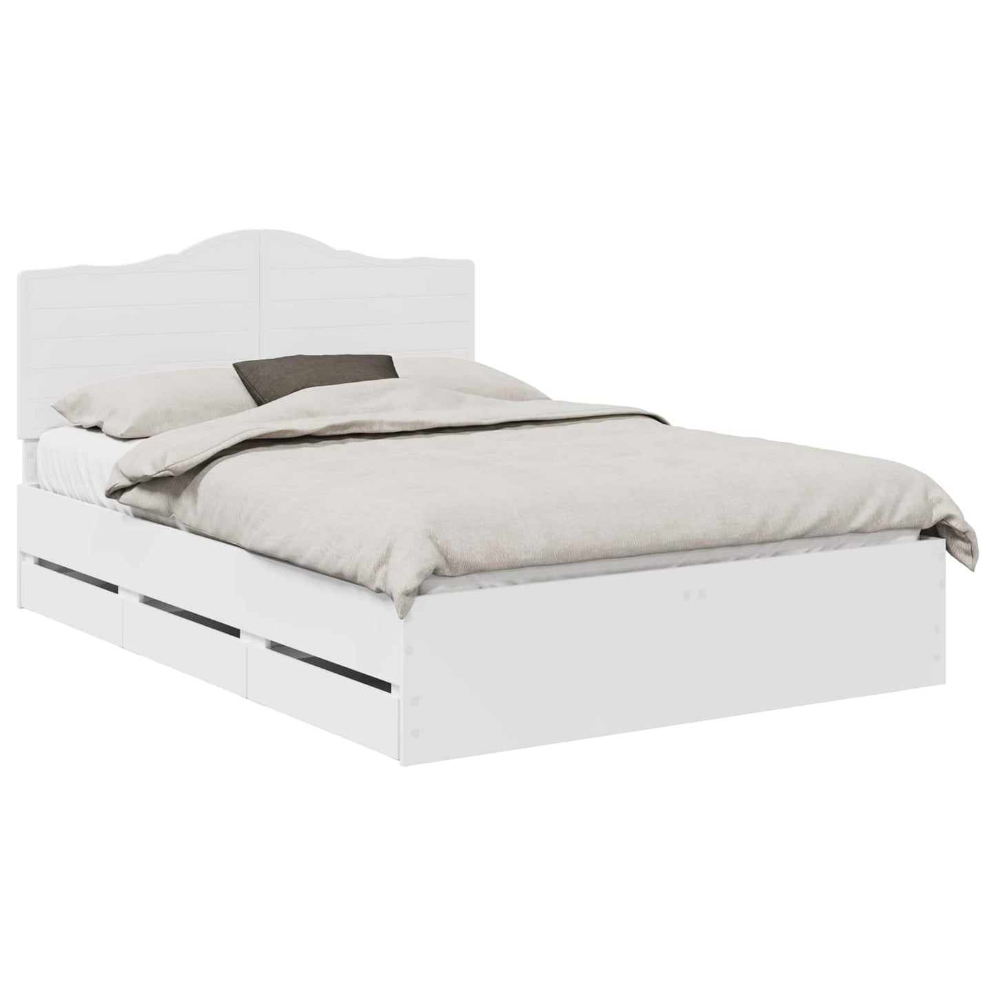 Bed Frame with Drawer White 140 x 190 cm Engineer Wood