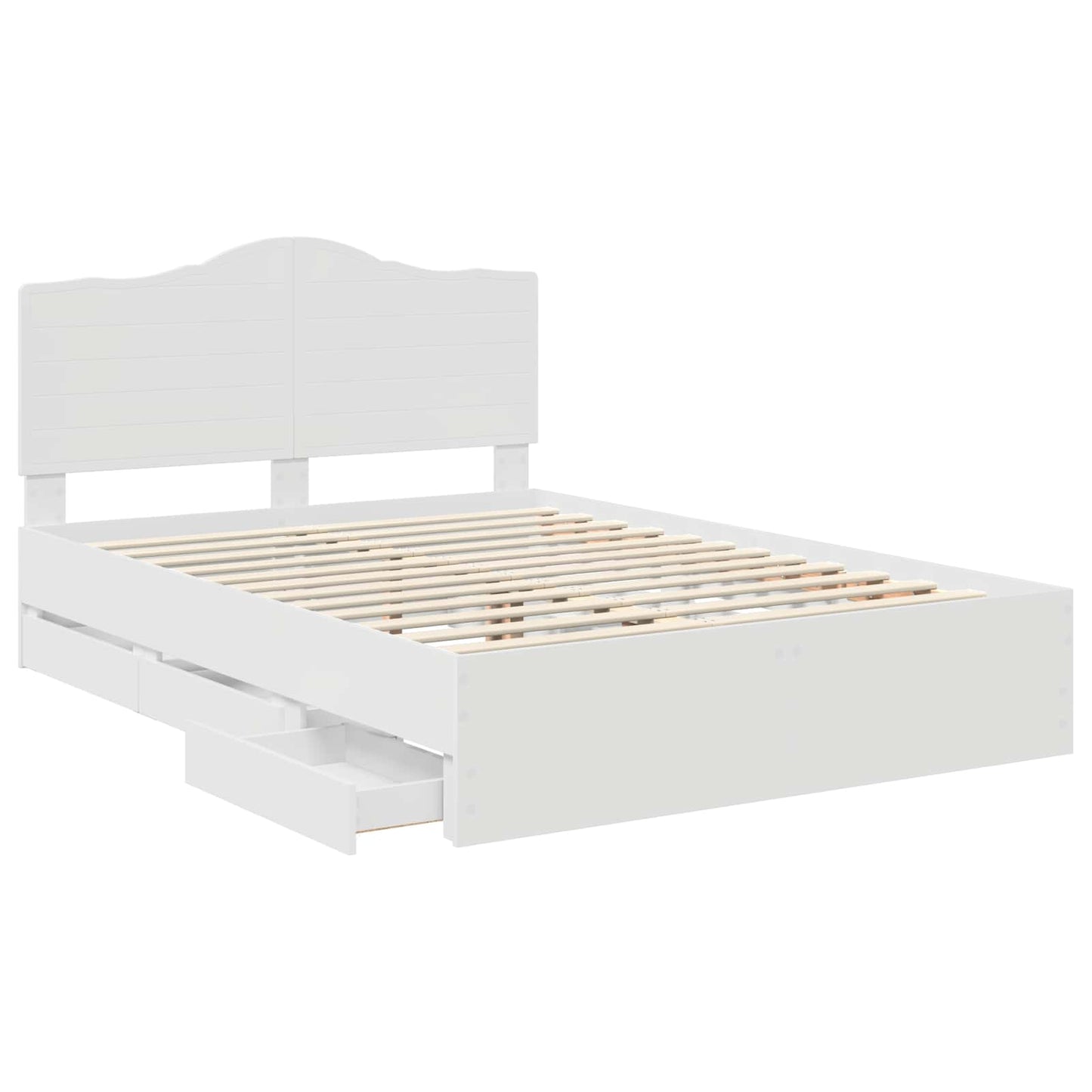 Bed Frame with Drawer White 140 x 190 cm Engineer Wood