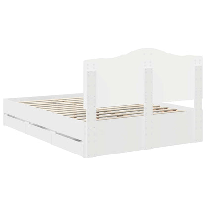 Bed Frame with Drawer White 140 x 190 cm Engineer Wood